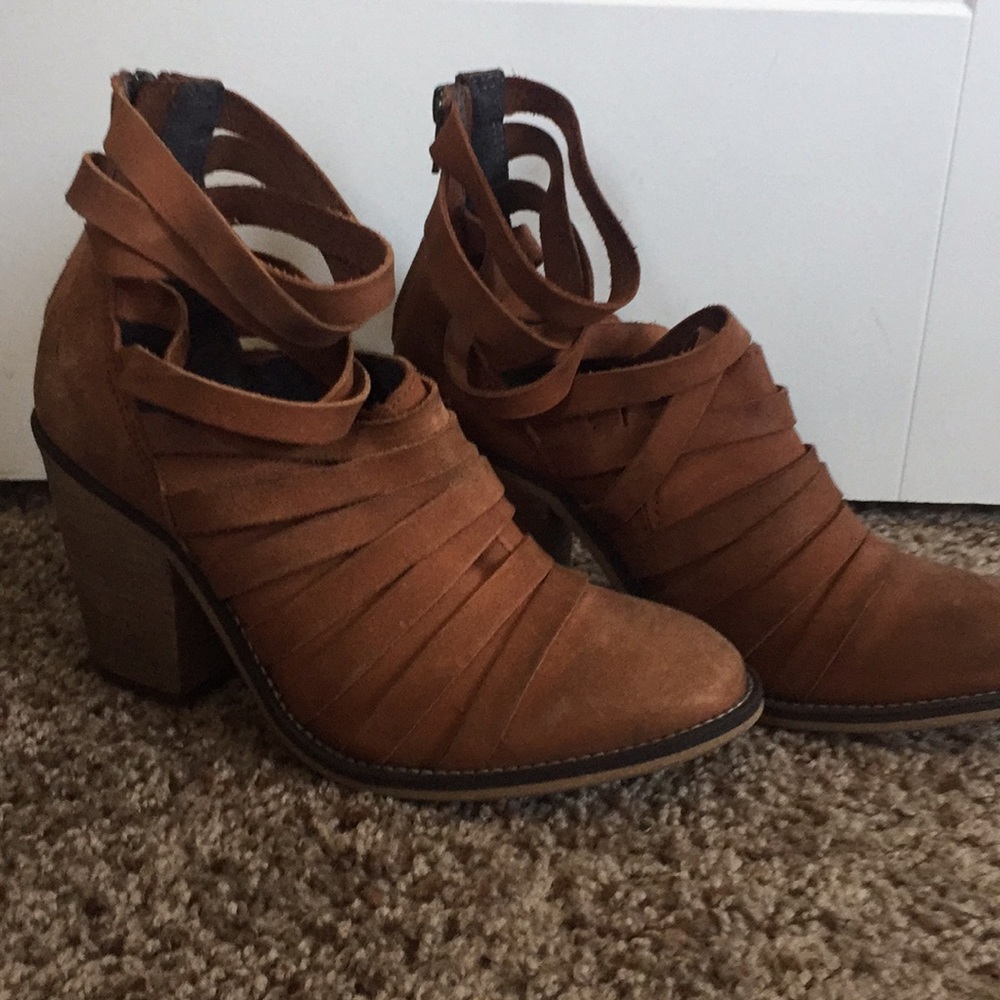 Free people tan leather booties